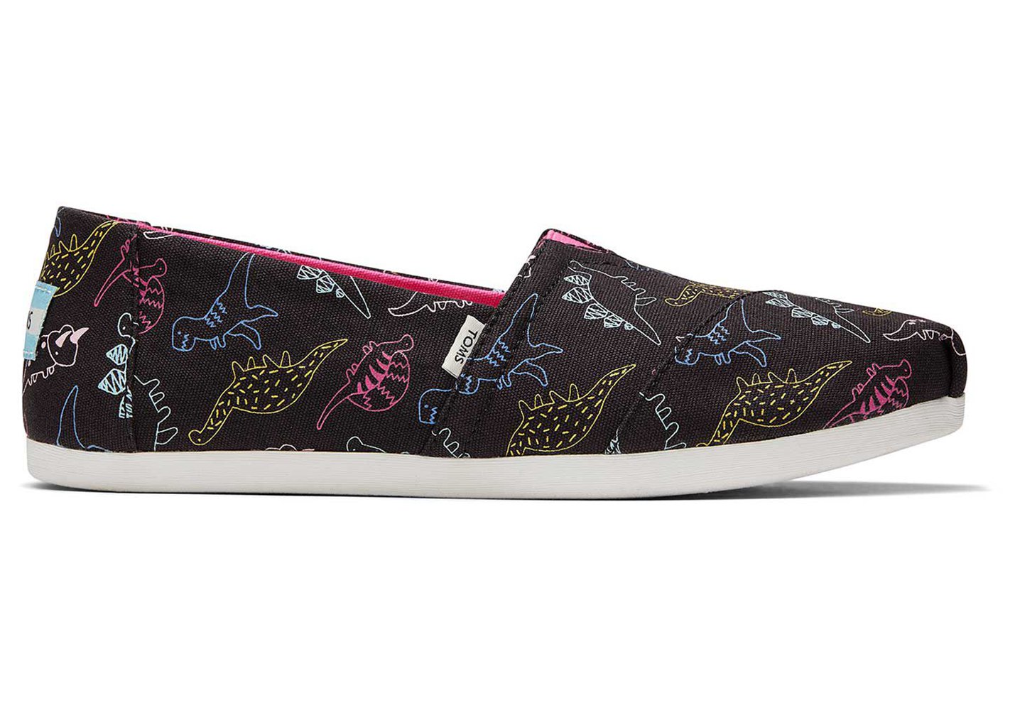 Toms Espadryle Damskie Czarne - Alpargata Dinosaur Doodles - 45PGIKNVU